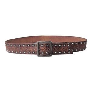 American Eagle Studded Leather Belt Brown Vintage Western Boho Belt Womens Small